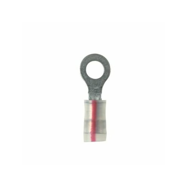 Ring Terminal, #6 Stud Size, 16 AWG, 600 V, Kynar Insulated, Red, 100 PK